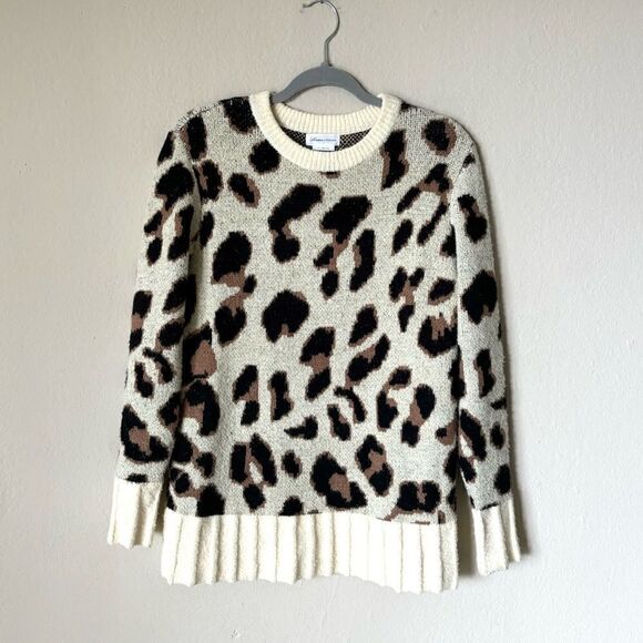 Lovers and Friends Metallic Leopard Tan Pullover Sweater Crew Neck Size XS - Picture 5 of 8